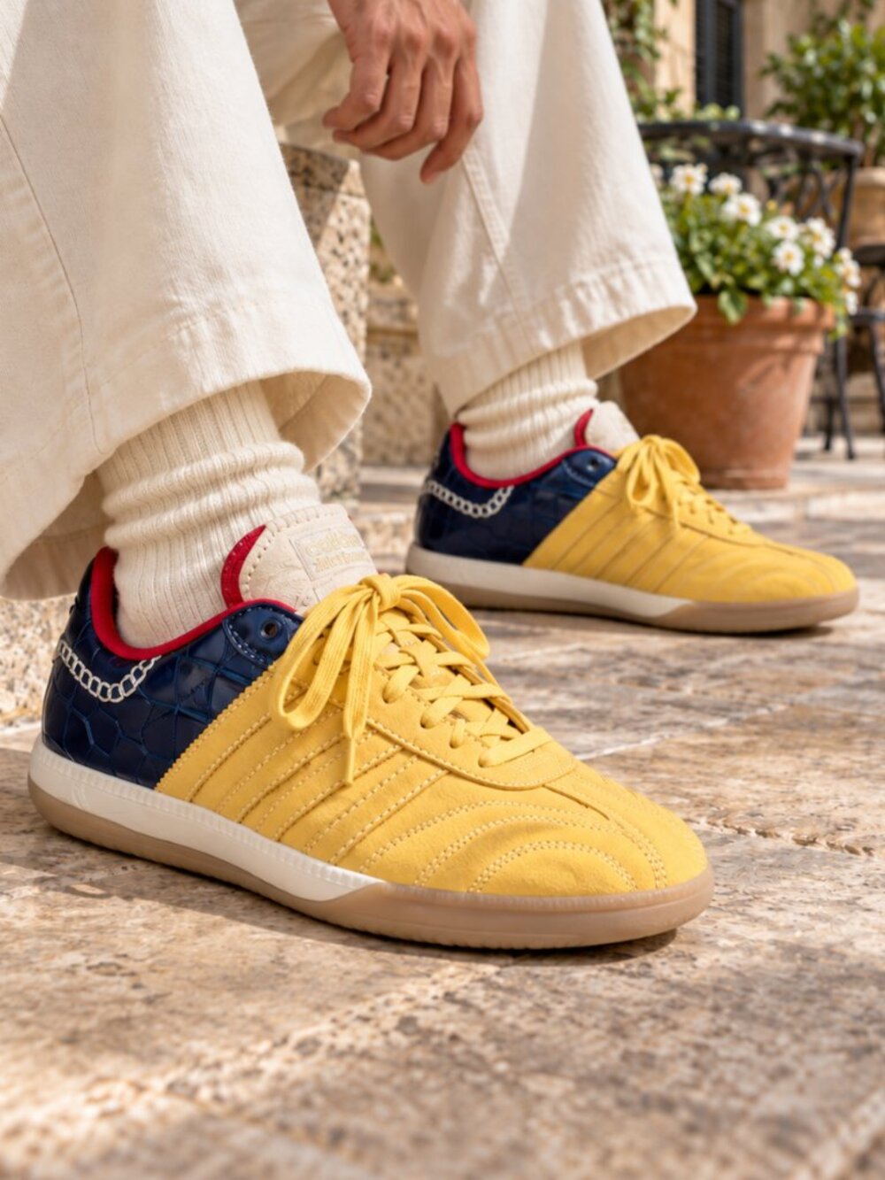adidas x Wales Bonner Samba Millennium Fade Gold Navy Croc IH8407 Men’s 8